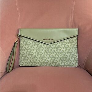 NWOT Michael Kors Green Envelope Style Clutch Purse
